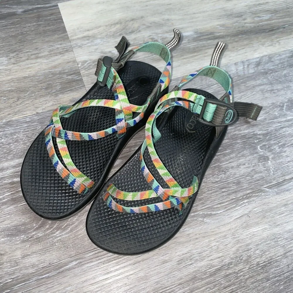 Chaco Big Kid Youth ZX1 Ecotread Sandal Rainbow Colorful Adjustable Strap Shoe 3